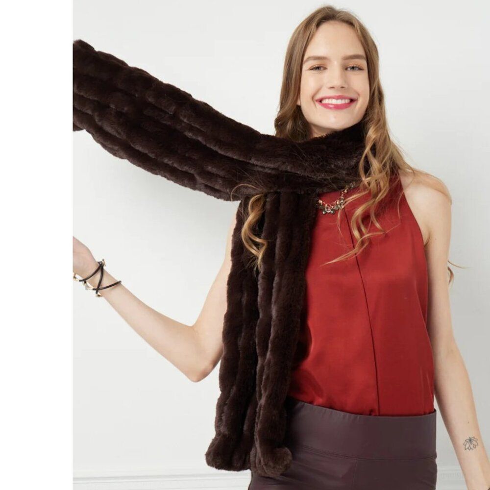 Tourance Long Scarf Florence Chocolate Brown NWT